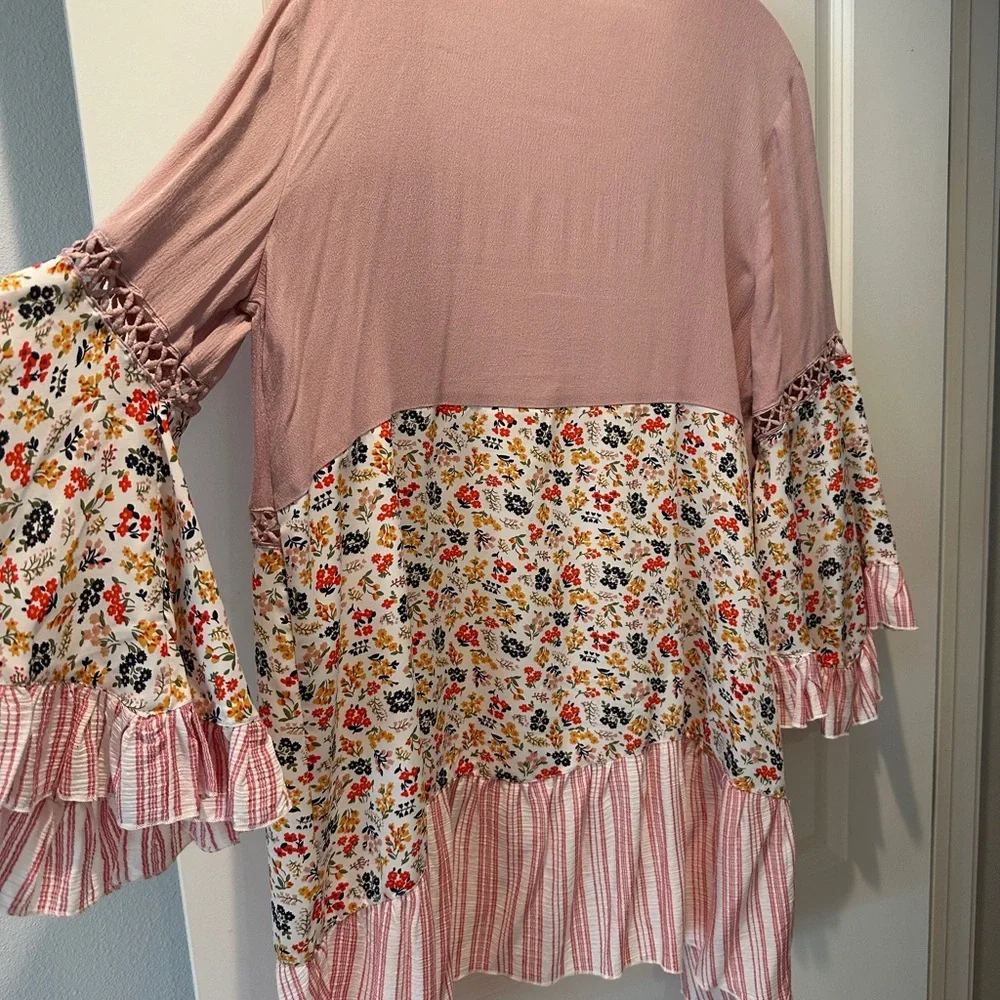 Pink Stripe Floral Kimono - Picture 7 of 7